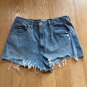 Levi’s SilverTab High Waisted Mom Shorts Womens Size 33 festival Denim Raw Hem